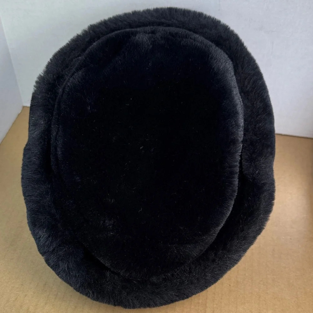 Faux Fur Black Russian Style Winter Hat Beanie